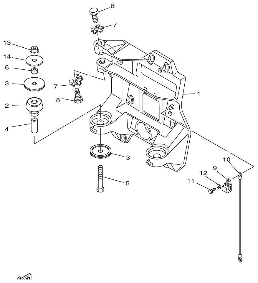 Yamaha DE-DHD6U3 TRANSOM PLATE parts diagram